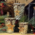 thumbnail image 2 of Set of 3 Silver Nights Candle Holder Centerpiece Wind Lights, Star Themed, Rustic Solid Charm, Twine and Faux Leather Wrapped, Hobnail Glass, 3, 4, and 5 Inches, 2 of 6