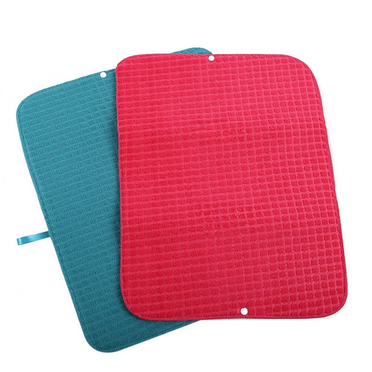1pc Absorbent Microfiber Dish Drying Mat Kitchen Counter Lightweight  Foldable Drain Pad Space Saving With Cups
