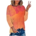 thumbnail image 1 of IROINID T-Shirt à Manches Longues en Polyester pour Femmes Confortable Été Col Rond Imprimé Blouses de Sortie, Orange, 1 of 4