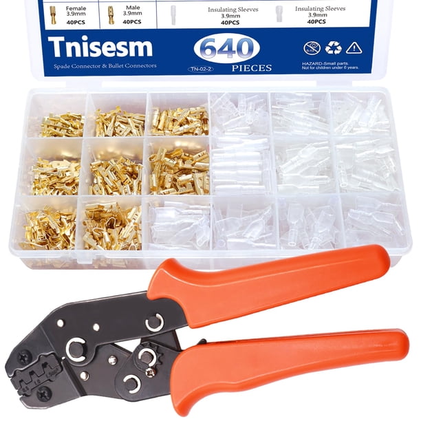 Kit de Herramientas para Engarzar Terminales Tnisesm 641 Piezas AWG 22-16 (0.5-1.5 mm²)
