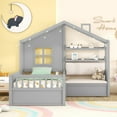 thumbnail image 2 of Harper & Bright Designs Twin Size House Bed with Sofa, Platform Bed with Two Drawers and Storage Shelf, Gray, 2 of 9
