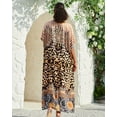 thumbnail image 4 of EDOLYNSA Plus Size Bathing Suit Cover Up for Women Leopard Print Kaftan Casual Beach Dress Loose Home Wear, 4 of 8