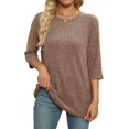 thumbnail image 2 of BDPORKAS Womens 3/4 Sleeve Tops Ribbed Knit Trendy Sweater Lightweight 2024 Fall Fashion Tees, 2 of 5