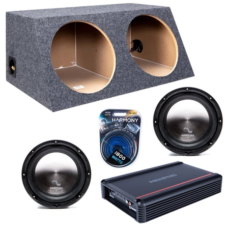 Slanted Sealed Hatchback Enclosure w/ HA-A122 12 Sub 1200W Amplifier Amp Kit