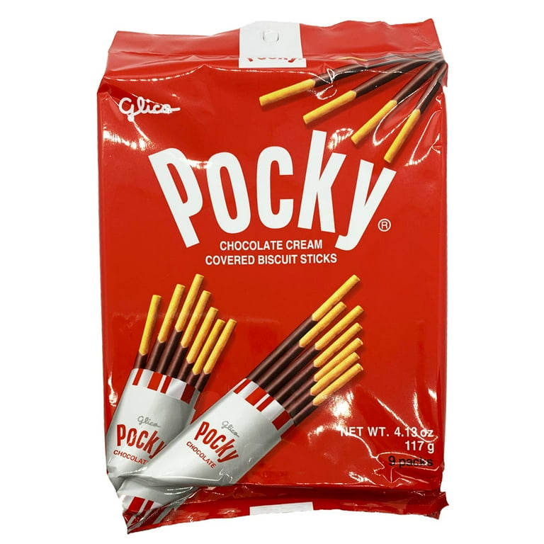 Glico Pocky Chocolate Cream Covered Biscuit Sticks, 9 Packs, 4.13