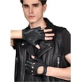 thumbnail image 5 of Jtbuh XLY Men Fingerless Gloves Driving Leather Cycling Half Finger Motorcycle Unlined Gloves for Cycling, 5 of 7
