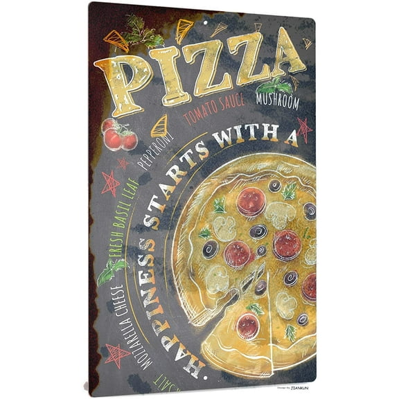 Tin Poster Metal Sign Pizza Wall Decor, Funny Art Decoration for Home, Bars, Kitchen, Restaurants, Cafes Pubs, 12x8 Inches Aluminum Plaque Retro Vintage Signs