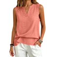 thumbnail image 4 of Tank Top for Women Loose Fit Sleeveless V Neck Camisole Tops Dressy Casual Eyelet Summer Flowy Cami Shirts Blouse Orange L, 4 of 6