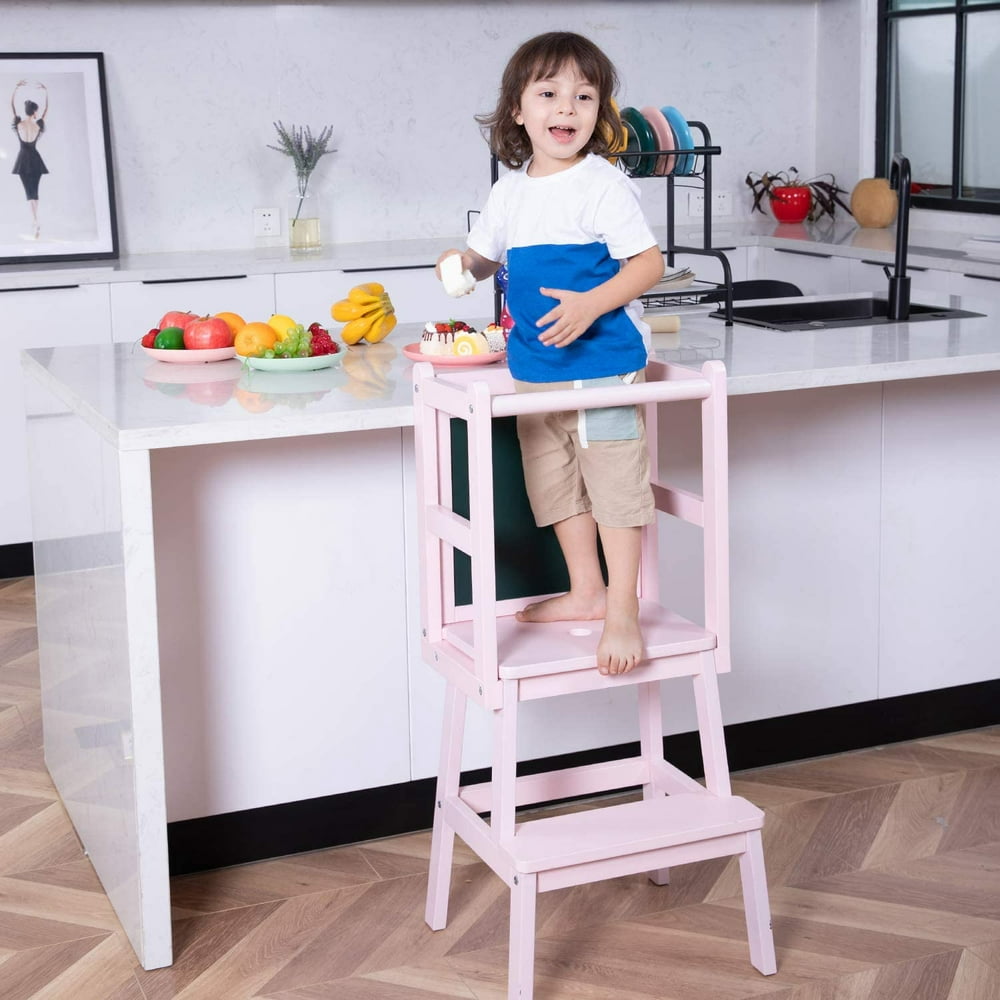 HOUCHICS Kids Kitchen Step Stool Children Wooden Standing Tower,Toddler