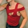 thumbnail image 5 of Mens Tank Top Beach Fashion Hollow Out T ShirtsOff-the-shoulder Bottoming Shirt Vest, 5 of 8