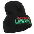 thumbnail image 4 of Merry Christmas Mistletoe Embroidered Long Beanie - Black OSFM, 4 of 5