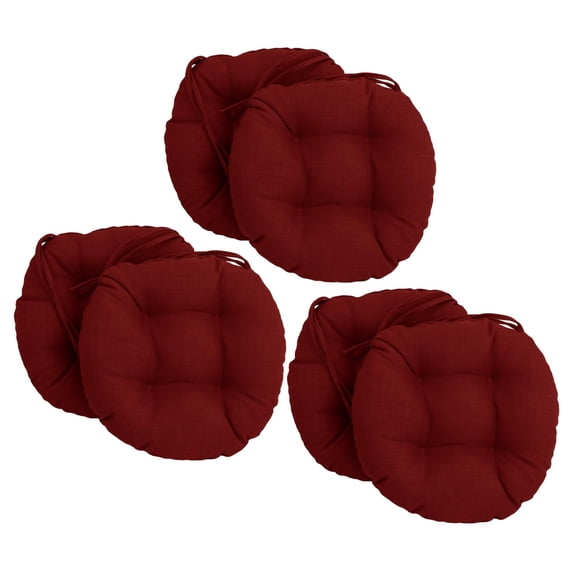 Blazing Needles 16-inch Solid Round Tufted Outdoor Chair Cushion, 16 x 16, Paprika 6 Count
