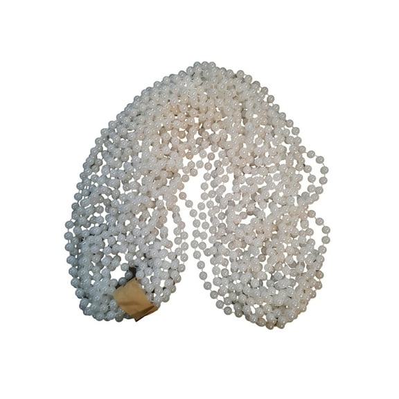 12 48" White Pearl 8mm Mardi Gras Beads Party Favors 1 Dozen