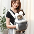 thumbnail image 5 of Winter Thickened Cat Front Carrier Backpack - Soft Pet Bag with Hand Warmer, Portable Chest-Mounted Cats Puppies Bag, Cozy Breathable Design for Outdoor Travel & Daily Walks, 10.24*7.87*9.84in, Gray, 5 of 6
