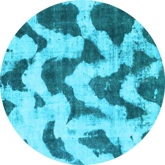Ahgly Company Indoor Round Abstract Light Blue Modern Area Rugs, 7' Round