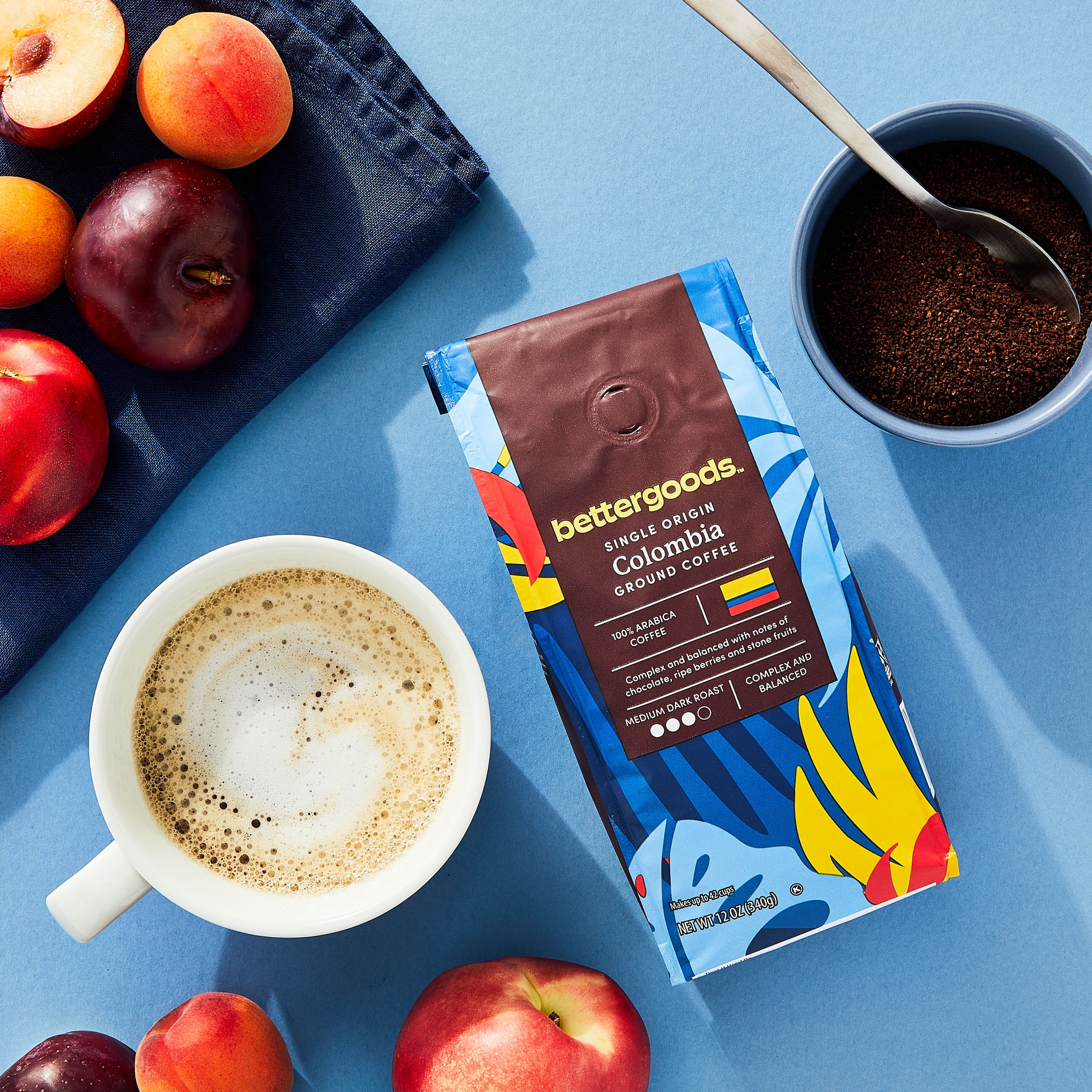 (6 pack) bettergoods Single Origin Colombia Ground Coffee, Medium Dark Roast, 12 oz