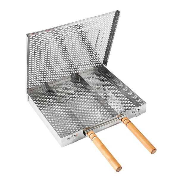 Cesta para parrilla, cesta para asar pescado, parrilla portátil y liviana, parrilla con clip para fiesta, picnic, al aire libre, pollo y filete