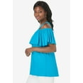 thumbnail image 3 of Jessica London Women's Plus Size Stretch Knit Cold Shoulder Ruffle Tunic, 3 of 5
