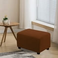 thumbnail image 3 of Stretch Ottoman Cover Ottoman Slip Cover Ottoman Protector Storage Ottoman Cover Furniture Protector Soft Rectangle Slip Cover with Elastic Waistband-Light coffee, 3 of 9