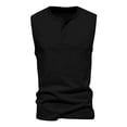 thumbnail image 3 of Gomelly Men Tank Tops Solid Color Muscle Shirts Comfy Summer Men's Soft Sport Tee Henley Neck Vest Black S, 3 of 7