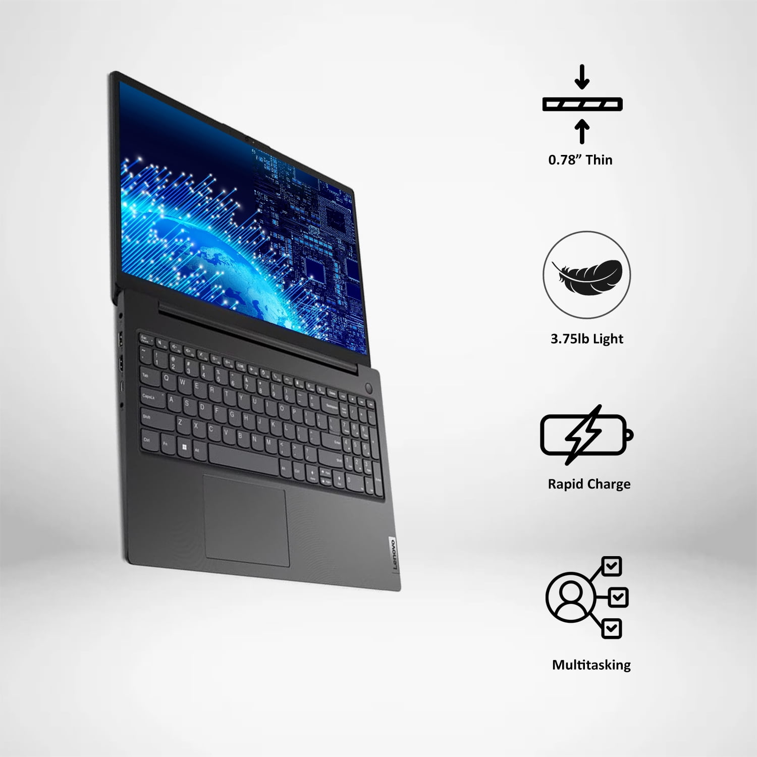 Lenovo V15 Gen 3 Business Laptop, 15.6" FHD Display, Intel Core i7-1255U, 40GB RAM, 1TB SSD, Webcam, Wi-Fi 6, Bluetooth, HDMI, RJ-45, Windows 11 Pro, Grey