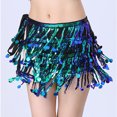 thumbnail image 2 of Ousvtion on Sale Sequin Skirt for Women Sparkle Tassel Skirts with Drawstring Belly Dance Hip Scarf Layered Glitter Dress Mardi Gras Outfits Dancing Cowgirl Costume Clearance,Green,Free Size, 2 of 8