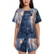 thumbnail image 1 of Balery Cloud Wolf Conjunto de Pijama para Mujer con Estampado, Dos Piezas de Manga Corta y Shorts, Ropa de Dormir Suave con Cuello Redondo y Bolsillos-3X-Large, 1 of 6