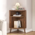 thumbnail image 7 of Bathroom Floor Corner Cabinet with Doors, Freestanding Narrow Storage Cabinets for Living Room, Kitchen, Walnut Color, 7 of 7