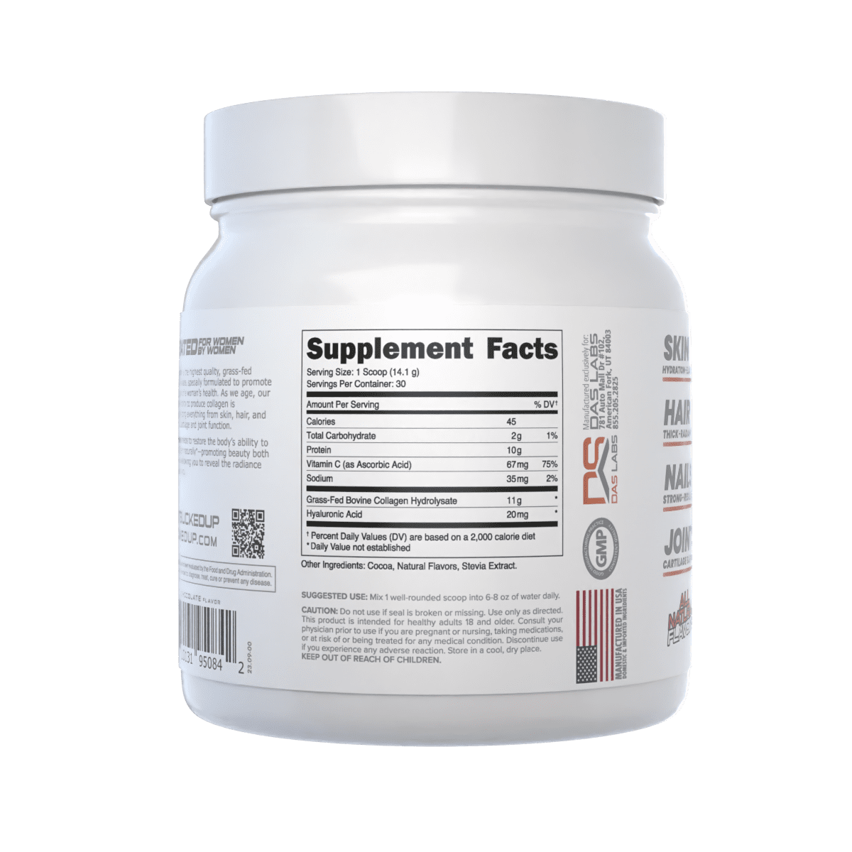 Bucked Up Babe Collagen Peptides Powder, Chocolate, 30 Servings