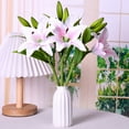 thumbnail image 4 of Ruanlalo Bouquet,Artificial Flower Weather-resistant Non-fading No Withering No-Watering Easy Maintenance 3D Printing 3 Heads Artificial Lily Flower Home Decor, 4 of 6