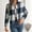 Blue, variant on Women's Casual Long Plaid Checkered Coat Loose Jacket Long Sleeve Gingham Outer