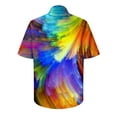 thumbnail image 3 of Jewelreauty Men Button Up Beach Shirts Casual Short Sleeve Tie Dye Summer Tops Plus Size Loose Blouses Tee (L, Yellow-B), 3 of 3