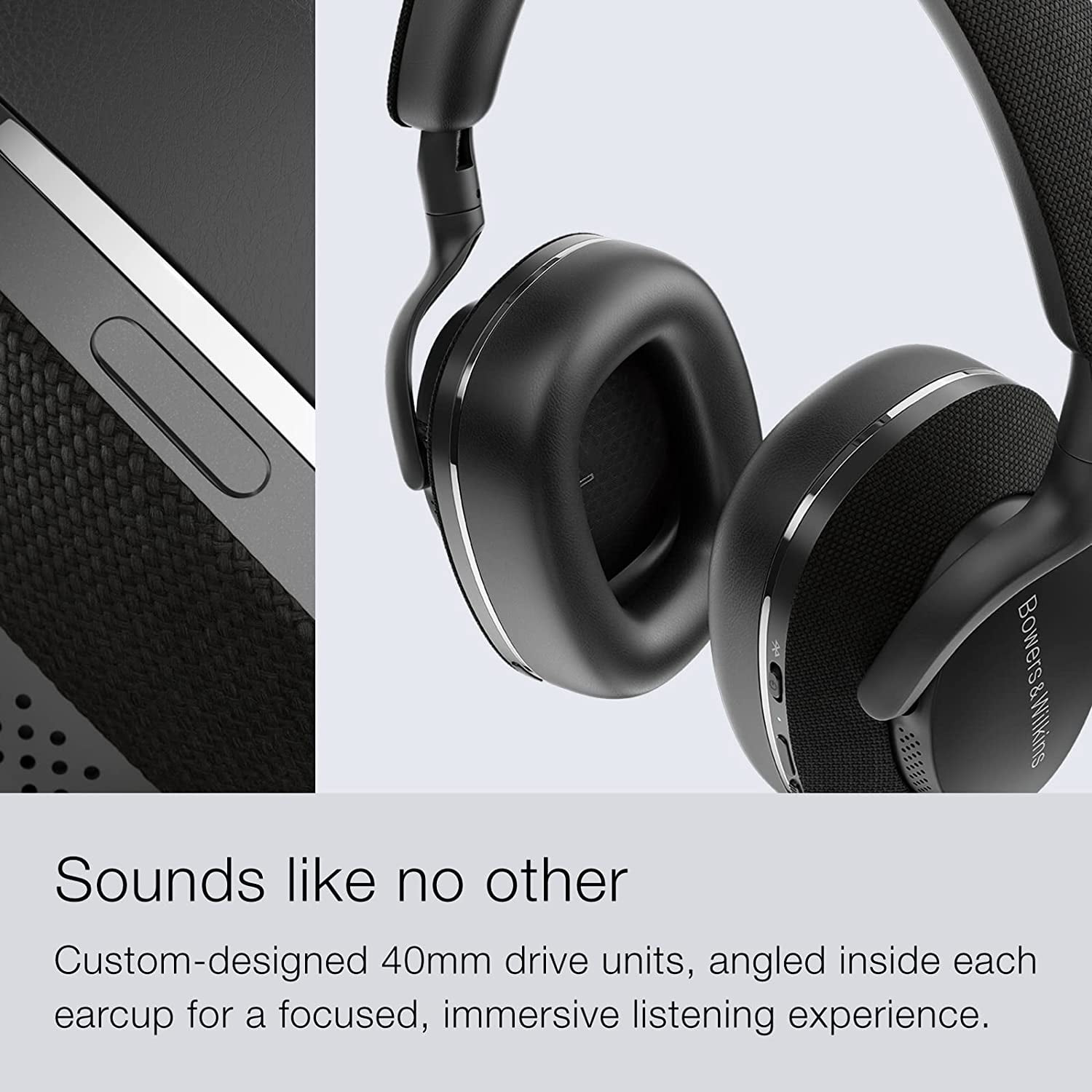Restored Bowers & Wilkins Px7 S2 Over-Ear Headphones - Advanced Noise Cancellation, Technical Fabrics, 15-Min Quick Charging, Black (Refurbished)