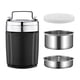 thumbnail image 3 of Fiambrera de acero inoxidable, contenedor de almuerzo, caja Bento de 2 compartimentos de acero inoxidable 304 de gran capacidad de 1,9 L para Picnic negro, 3 of 8