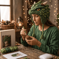 thumbnail image 5 of DIY Beginner Crochet Kit for Wearable Fantasy Hood Hat, Craft Set with Yarn & Accessories for Adults,Mystic Green Dragon, 5 of 6