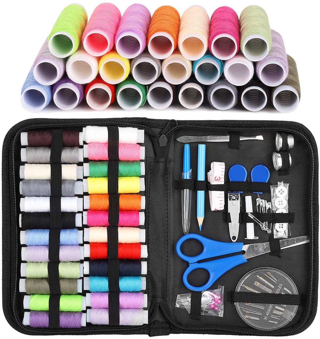 Sewing Kit Sewing Supplies Includes 90's Premium Sewing Kit With Carry  Case, 24 Spools Of Thread - 1 Pack Of Sewing Needles (30 Count) Practical