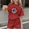 thumbnail image 2 of Zynoxe Girls and Boys 2-Piece Outfit Sets Casual Round Neck Short Sleeve 4th of July Tops and Shorts Soft Breathable Loose Summer Outfits Red1 14 Years, 2 of 6