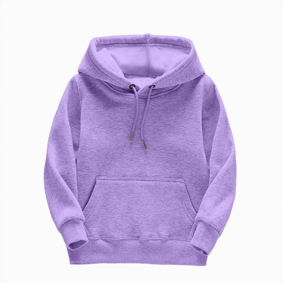 NIEWTR Hoodie Sweatshirts for Kids Solid Winter Hoodies Boys Girls Hoody Children Pullover Outerwear Playwear 2-14 Years(A-Purple,6-8 Years)