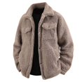 thumbnail image 2 of Wrtxtat Fuzzy Sherpa Jackets for Men Fashion Wool Full Button Outerwear with Pockets Relaxed Fit Collared Solid Color Coats Khaki XXL, 2 of 9