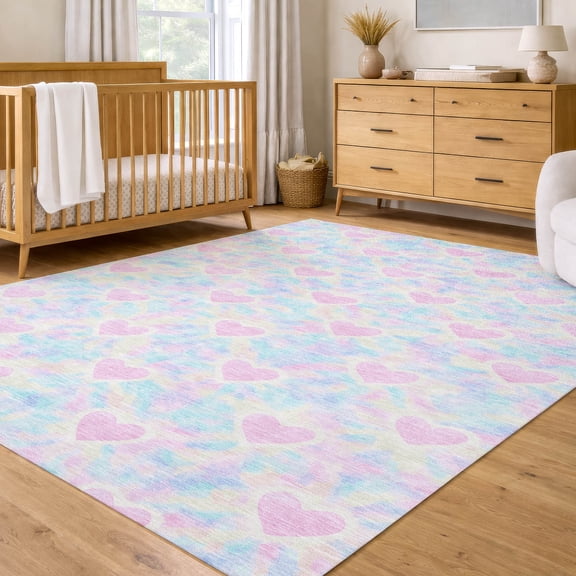 Addison Rugs Chantille Indoor/Outdoor Transitional Kids Pink Machine Washable Rectangle Rug, 10' x 14'