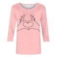 thumbnail image 5 of Tops de Cuello Redondo para las Mujeres Moda Impresa 3/4 Mangas Blusa Casual Top, Estante de Imitación, 5 of 5