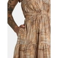 thumbnail image 3 of Time and Tru Women's Cut Out Midi Dress with Flutter Sleeves, Sizes XS-XXXL, 3 of 4