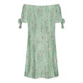 thumbnail image 5 of LOVZFMLL Robe pour Femmes Mode Été Aguichant à Épaules Dénudées Manches Courtes Imprimée avec Poches Vert m, 5 of 5