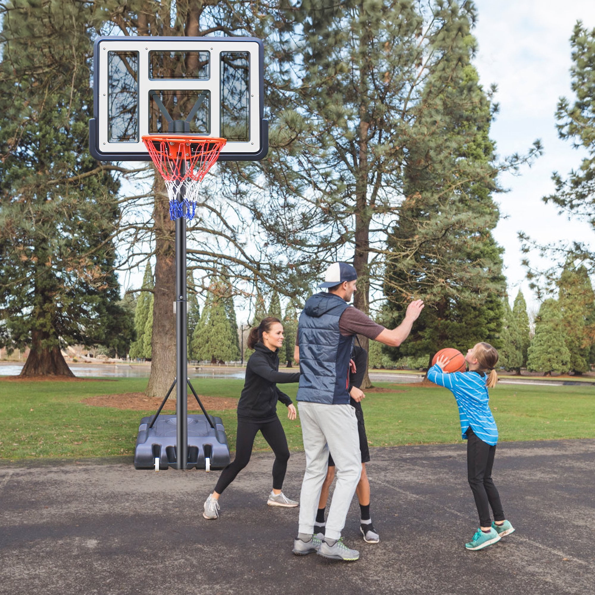 iFanze 44" Portable Basketball Hoop System, 4.410 ft Height Adjustable