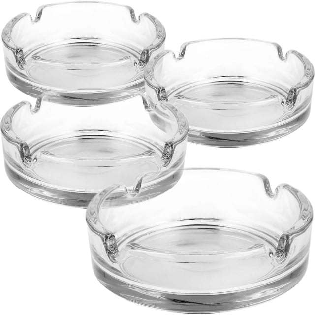 4x Cenicero De Vidrio-Cenicero De Vidrio Transparente Para Ceniceros De Cigarrillos Para Privado Y Comedor