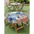 thumbnail image 4 of Outdoor Tablecloth with Umbrella Hole for Patio/Picnic/Party/Camping, Coastal Blue Octopus Waterproof Table Cloth Round Cover Washable, Summer Nautical Marine Life Leaves (Dia 60"), 4 of 9