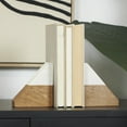 thumbnail image 2 of DecMode 4" Triangle Geometric Brown Wood Bookends with White Marble Tops (Set of 2), 2 of 11