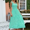 thumbnail image 4 of Sun Dresses Women Summer Casual Sleeveless Shoulder Straps Bowknot Smocked Beach Maxi Dress Boho Floral Flowy Dress, 4 of 8
