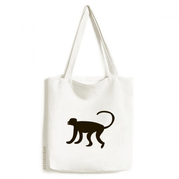 Black Monkey Animal Portrayal Tote Canvas Bag Shopping Satchel Casual Handbag