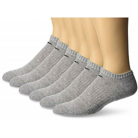 Nike Everyday Cotton Cushioned No Show Socks, Dark Grey Heather/Black, Large (Pack of 6 Pairs)